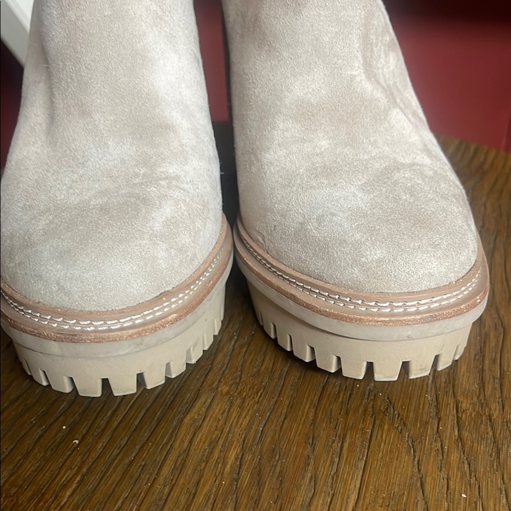 Vince Camuto Cream Heeled Boots with Suede Finish - Picture 7 of 12